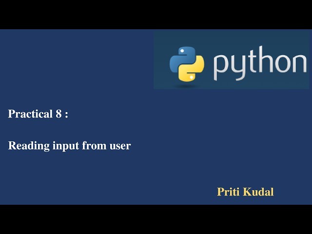 Python Lecture 8  Reading input from user