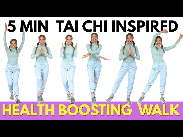 5 Minute Tai Chi Walking Workout You Can Do At Home -  Tai Chi Inspired Full Body Walking Exercises
