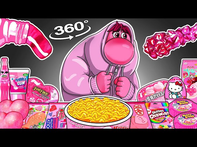 Inside Out 2 - Embarrassment Best of Dessert PINK Food Mukbang Animation | ASMR 360° VR