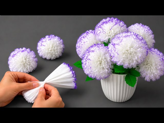 Turn Tissue Paper Into Beautiful Flowers 🪻DIY Step by Step Easy Tutorial 