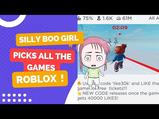 Silly Boo girl picks all the games we play in Roblox!!!