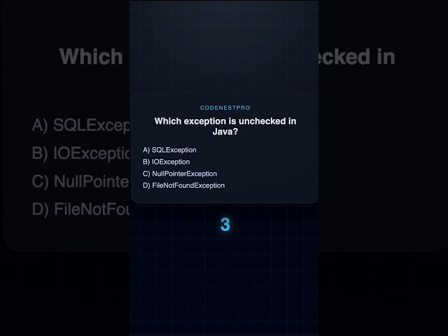 Which exception is unchecked in Java? ⏱️ | Java MCQ