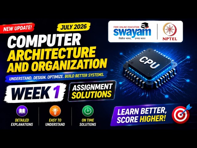 Computer Architecture and Organization Week 1 Assignment Answers 2026 | NPTEL July 2026 | 100%