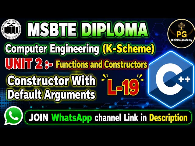 OOP C++ Unit 2 Lecture 19 Constructor with Default value in C++ Program & Examples MSBTE #c++