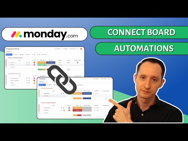 Automate monday.com Connect Board and Mirror Columns