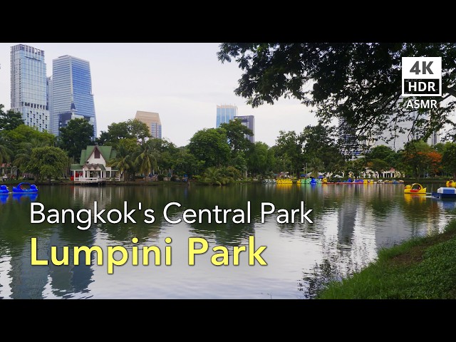 Inside Bangkok's Lumpini Park: Evening Vibe, Pavilions, Sculptures & Residents [4K HDR ASMR]