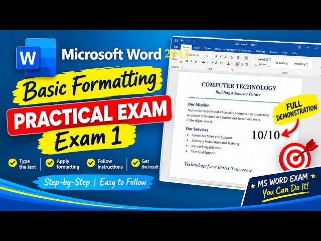 Microsoft Word Basic Formatting Practical Exam 1 | Step-by-Step Tutorial