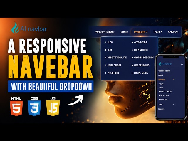 Responsive Navbar Using HTML & CSS | Mobile-Friendly Navigation Bar Tutorial