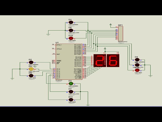 Simple traffic light controller using 8051 Assembly language | full code + circuit | By MEXTech