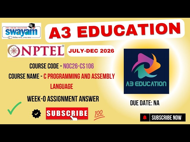 NPTEL C Programming and Assembly Language Week 0 Assignment Answers | noc26-cs106 | IIT Madras