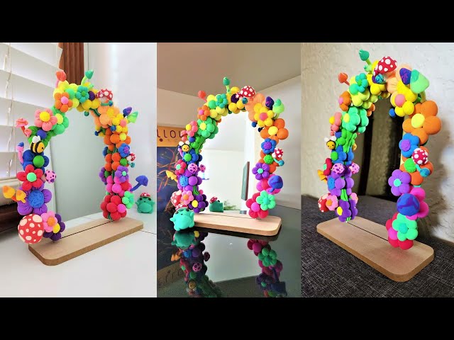 Aesthetic DIY Clay Flower Mirror Tutorial: How to Make Cute Decorations with Ultra Light Foam Clay
