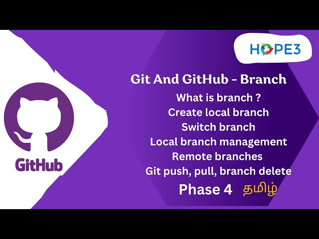 Git branching | Tamil | Branch | Branch creation | Basic branch commands | Push, pull , delete |