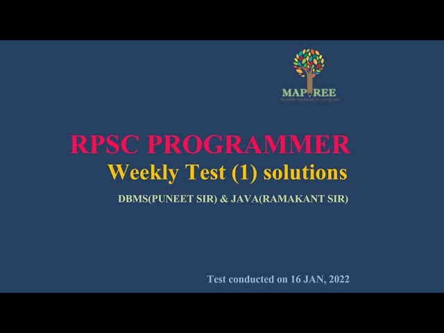 RPSC PROGRAMMER WEEKLY TEST - 1 SOLUTIONS