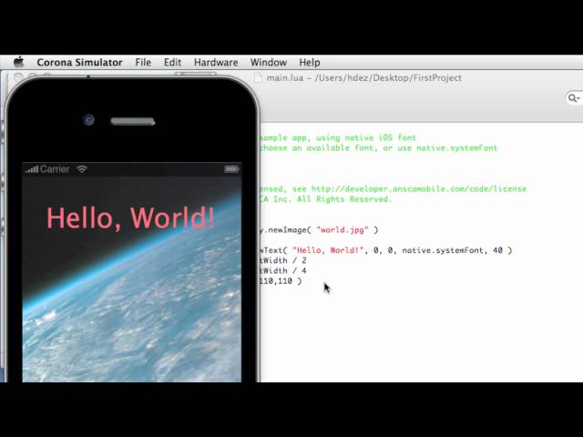 Corona SDK: 01 Getting Started