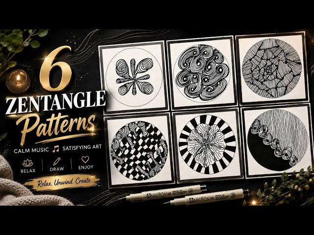 6 Satisfying Zentangle Patterns | Relaxing Art ✨