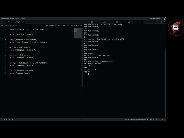 041 Math with list - Comprehensive Python In Tamil