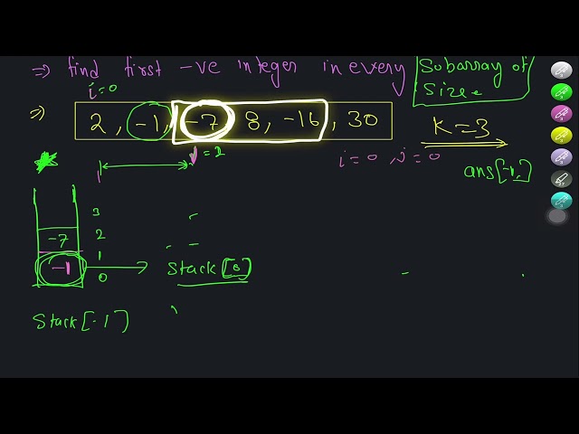 Sliding window |part-2|first negative number in every subarray