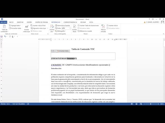 Modificar TDC con códigos de campo