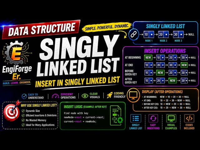 Linked List | Insert at Beginning, End, Before & After | Easy Explanation