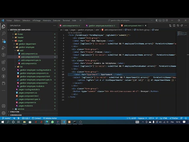 08. Spring Boot Angular Gestion des employées et Département - Yeminicoder