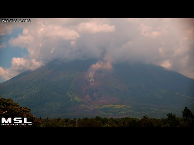 Jul-17-2026 23:00 (PST) Mayon Volcano Eruption, PH (SSW view) [RPi IMX-V1cam] #volcanoreplay