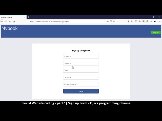 Social Website from scratch - Part 7 - Sign up Page | PHP | HTML | CSS | MYSQL Database