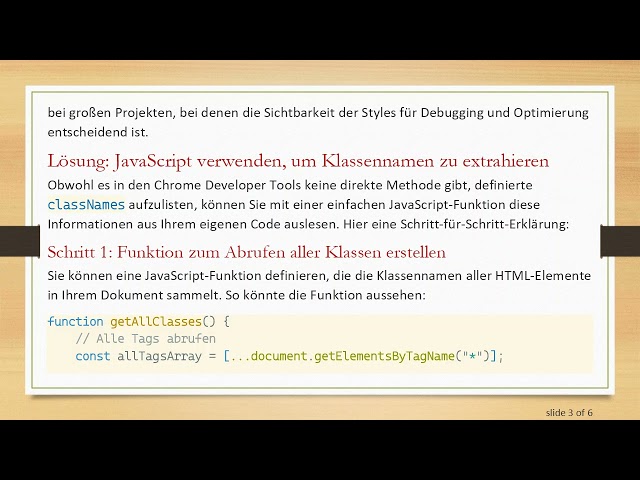 Alle definierten classNames in Chrome Developer Tools entdecken: Ein hilfreicher Leitfaden