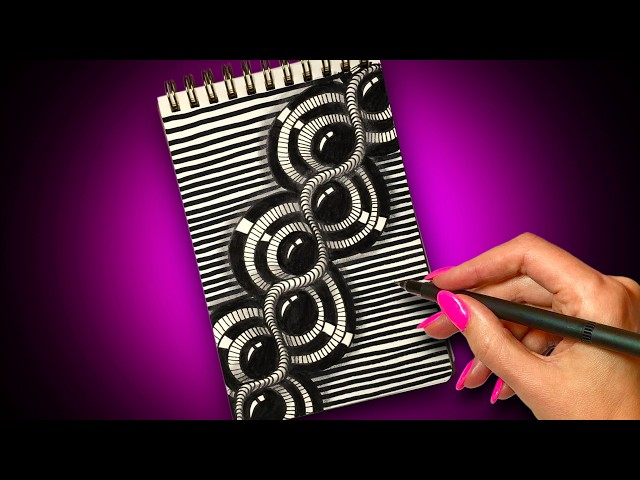 3D Zentangle Art for Beginners ✍️ Easy Optical Illusion Doodle Pattern