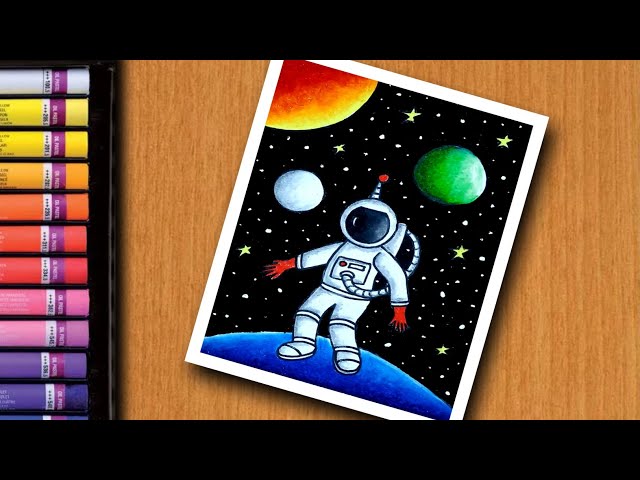 Easy space drawing for beginners with colours