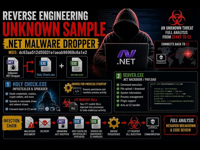 Reverse Engineering an Unknown  NET Malware | Infostealer, Spreader & r77 Rootkit