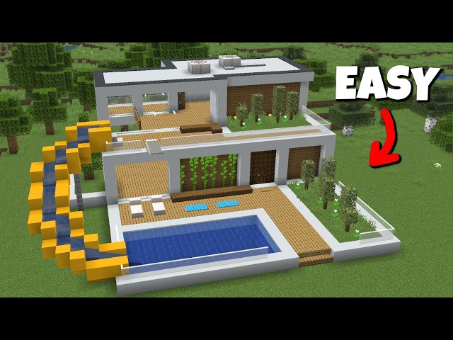 MODERN HOUSE with WATER PARK! MINECRAFT | TUTORIAL | EASY