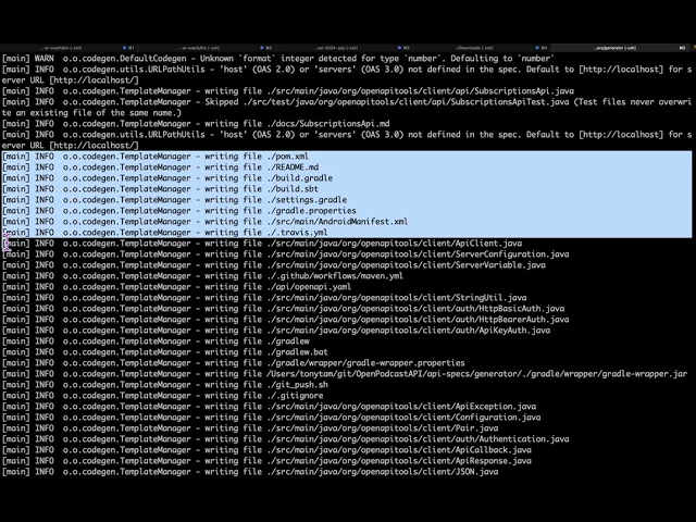 openapi generator java openpodcast api