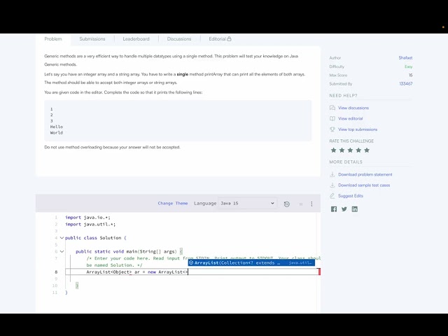 Hackerrank Java Generics