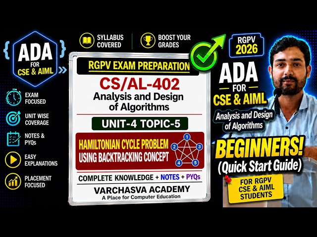 🔥 Hamiltonian Cycle Problem Using Backtracking | ADA Unit-4 | CS-402/AL-402 | RGPV CSE & AIML