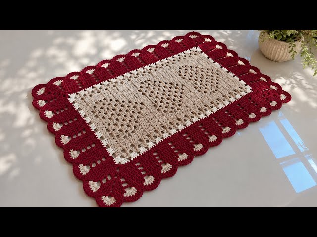 Simple heart crochet rug complete step-by-step tutorial