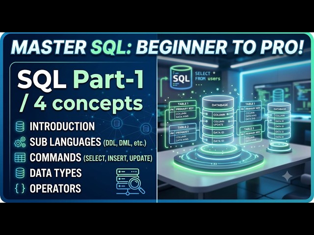 SQL Part-1 | SQL for Beginners | Introduction + DDL DML DCL TCL | 2026