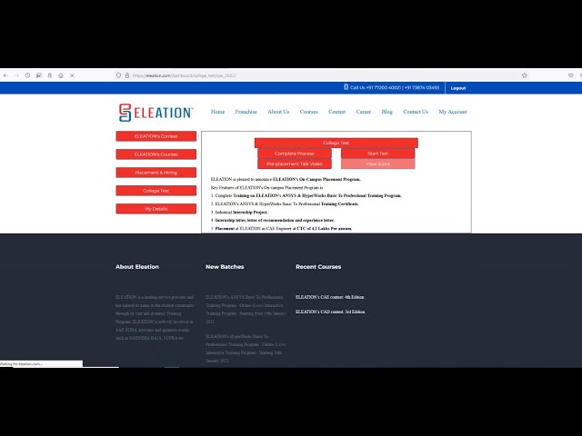 ELEATION's On-campus Placement Sample Test
