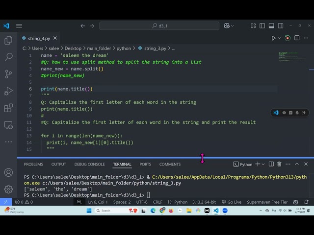 How to use split method and print just the first letter or each word in a string.