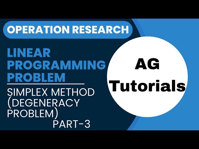 Degeneracy Problem | Linear Programming Problem | Simplex Method | Operation Research | PART-3