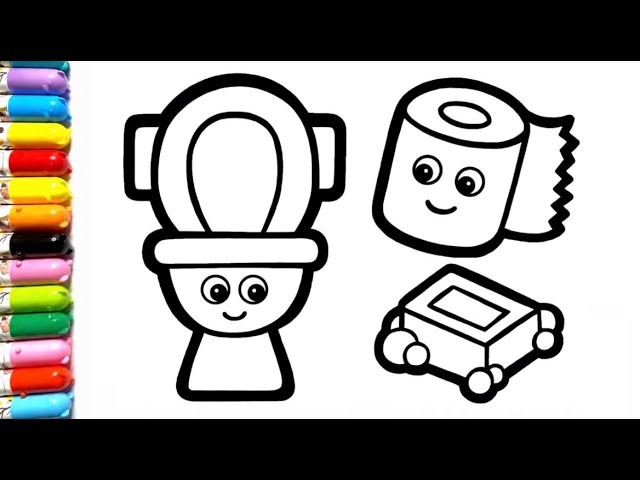 Toilet Drawing, Painting and Coloring for Kids & Toddlers 🫟 | Drawing Basics 