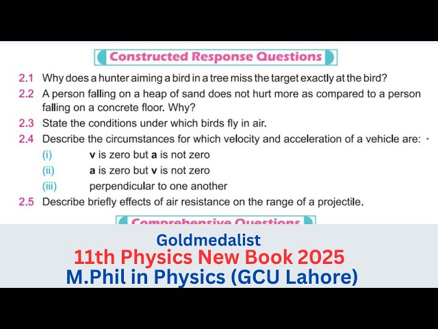Chapter 2 Constructed Response Questions | Class 11th Physics New Book 2025 | PECTAA