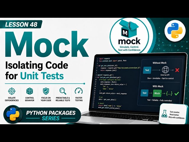Lesson 48 - Mock: Isolating Code for Unit Tests | Python Packages Series | Uplatz