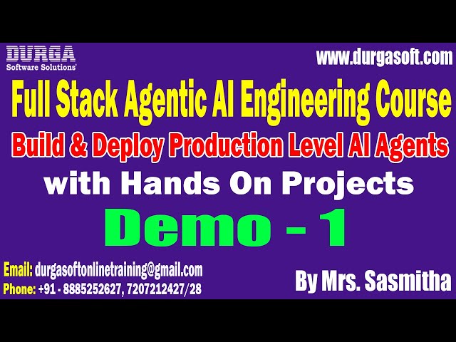 Full Stack Agentic AI Engineering Course tutorials || by Mrs. Sasmitha On 15-12-2025 @9:30PM (IST)