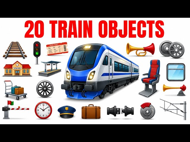 🚆 20 Train Objects for Kids 🚂 | Learn Train Objects Names in English & Hindi | Kids Learning Video