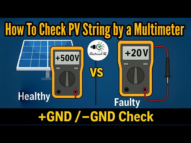 How to Check Healthy & Faulty PV Strings | Ground Fault Detection | Voltmeter Method