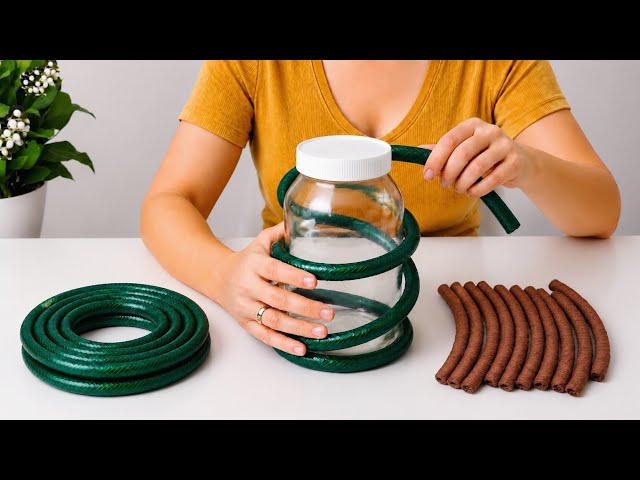 Amazing Idea with a Garden Hose & Glass Jar! Look What I Made! ♻️🥰
