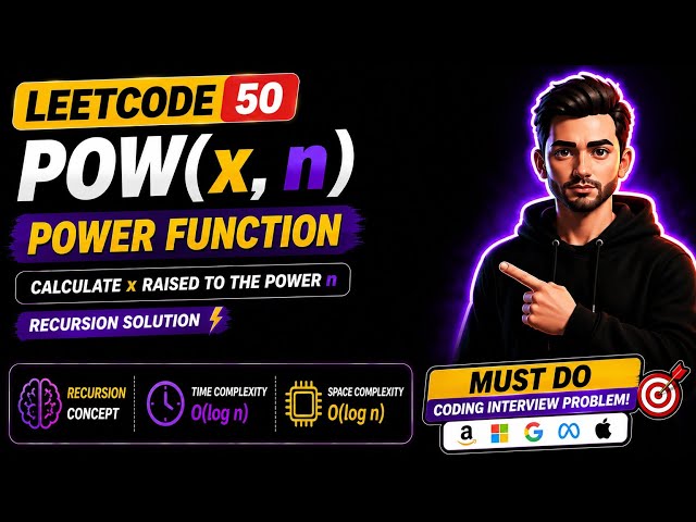 LeetCode 50 ⚡ Pow(x, n) Using Recursion