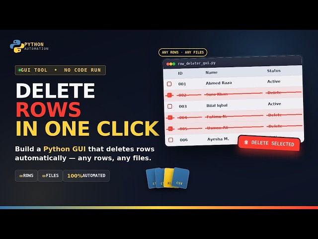 Delete Excel Rows in One Click with Python GUI | Excel Automation