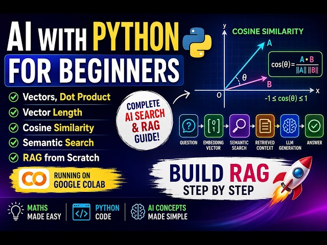 AI with Python for Beginners 🚀 Vectors, Dot Product, Cosine Similarity, Semantic Search & RAG |