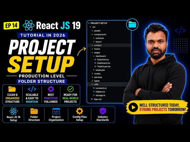 React JS 19 Tutorial in 2026 #14 | Production Level Folder Structure & Project Setup